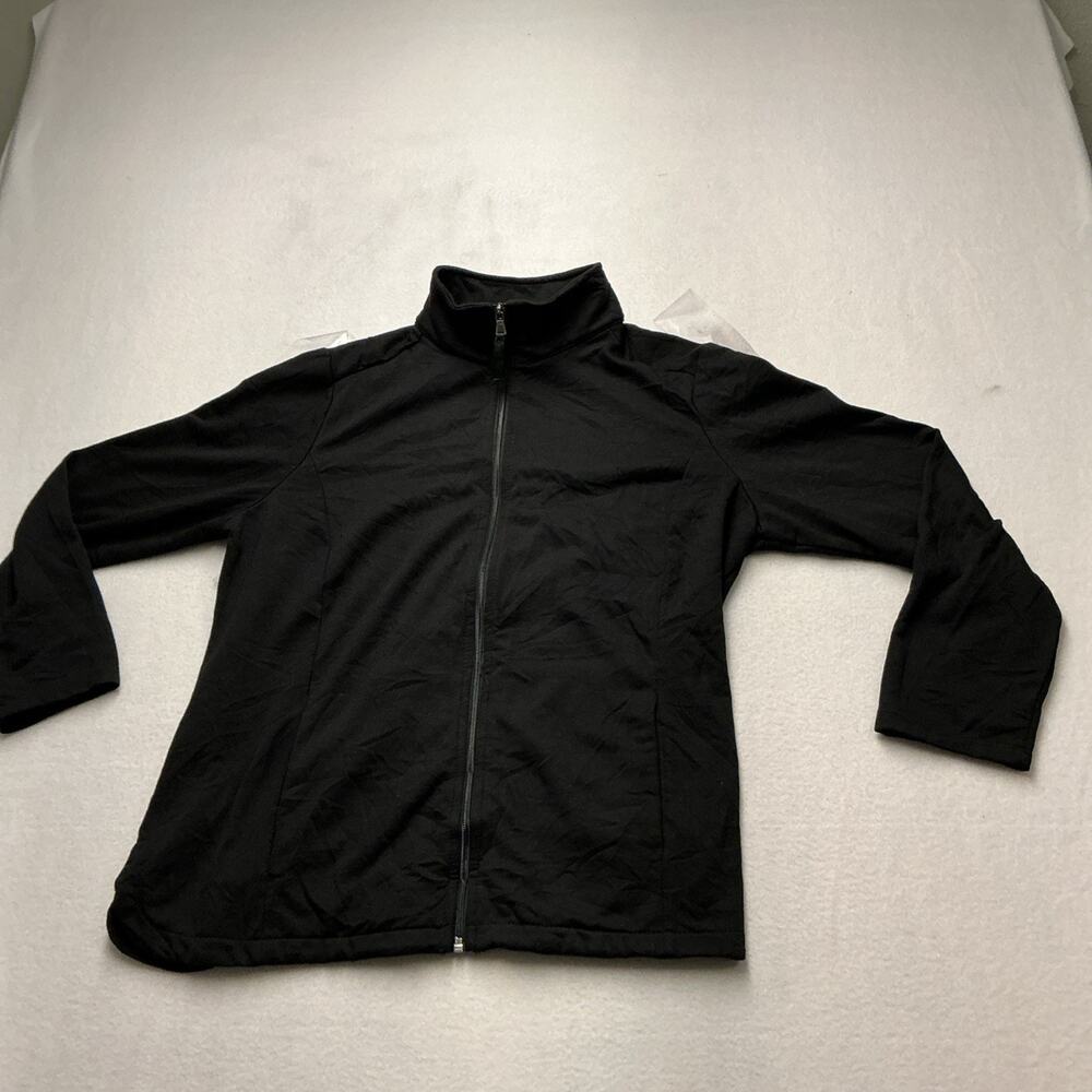 Croft & Barrow Jacket Womens Sz PL Black Full Zip Mock Neck Petite Lined, 4231